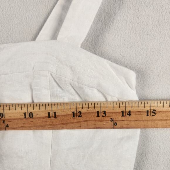 Quince White 100% Linen Top Women’s SZ SM Adjustable Strap Smocked Back - Picture 10 of 14